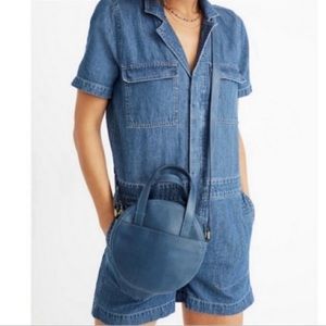 Madewell Blue Hematite Juno Leather Crossbody Bag New